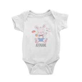 Be Happy and Smile Rabbit White Baby Romper Personalizable Designs Cute Sweet Animal HG