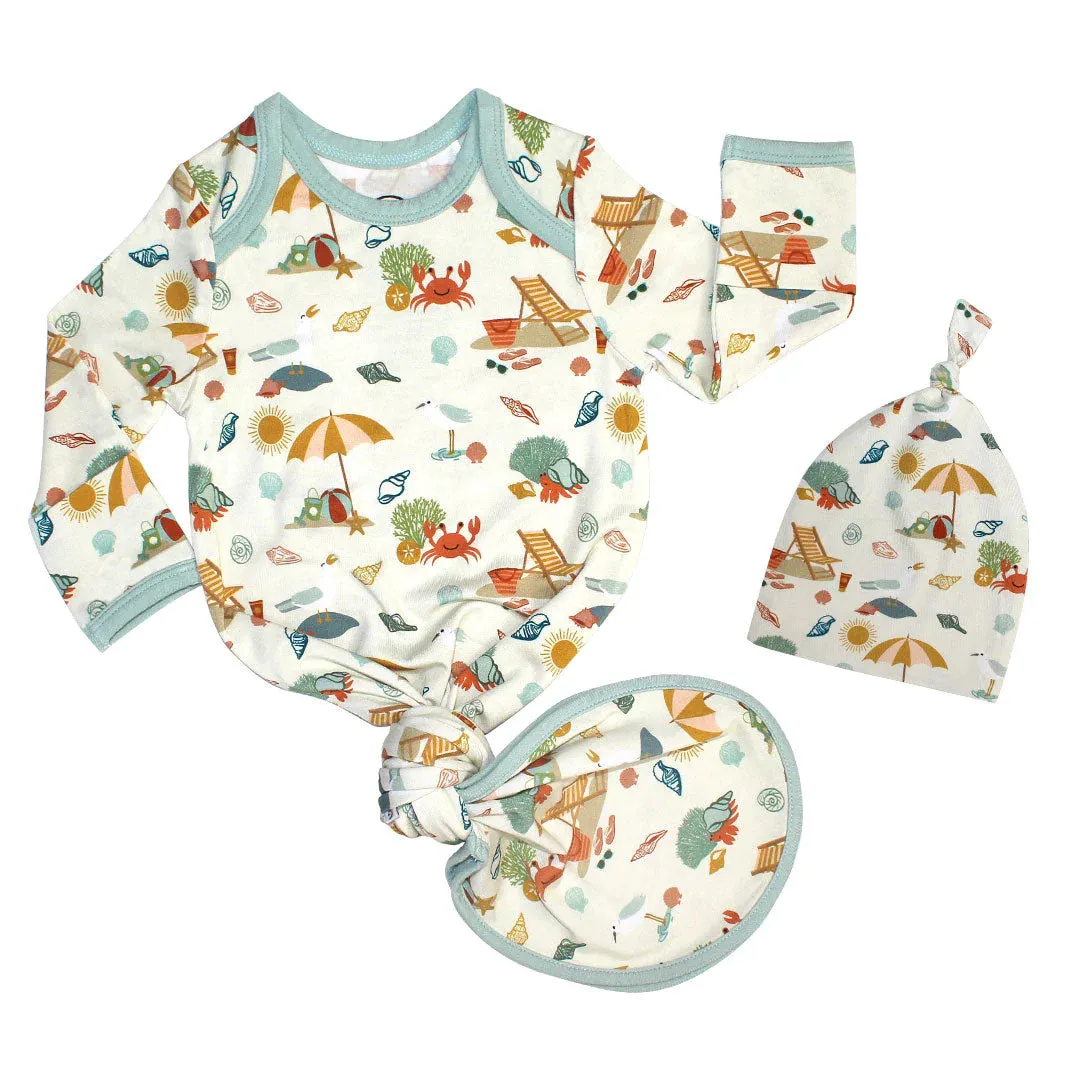 Beach Day Bamboo Newborn Gown & Hat Gift Set