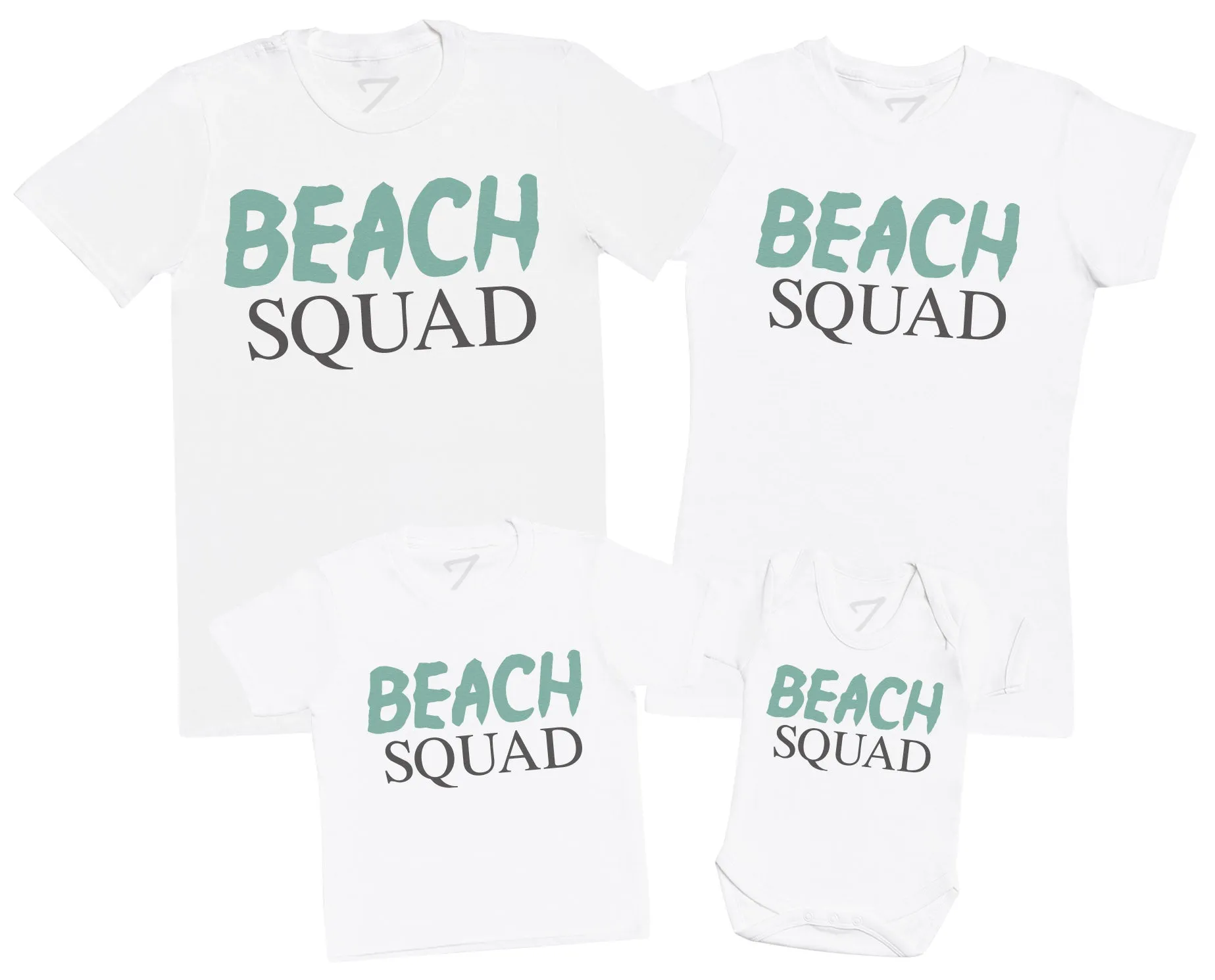 Beach Squad - Matching Family Holiday Set - Baby Bodysuit & Kids T-Shirt, Mum & Dad T-Shirt - (Sold Separately)