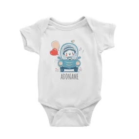 Bear Riding Car with Balloons White Baby Romper Personalizable Designs Cute Sweet Animal Love For Boys HG