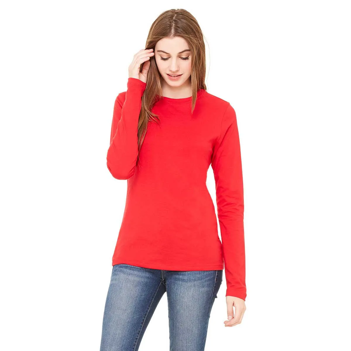 Bella   Canvas Women's Red Jersey Long-Sleeve T-Shirt