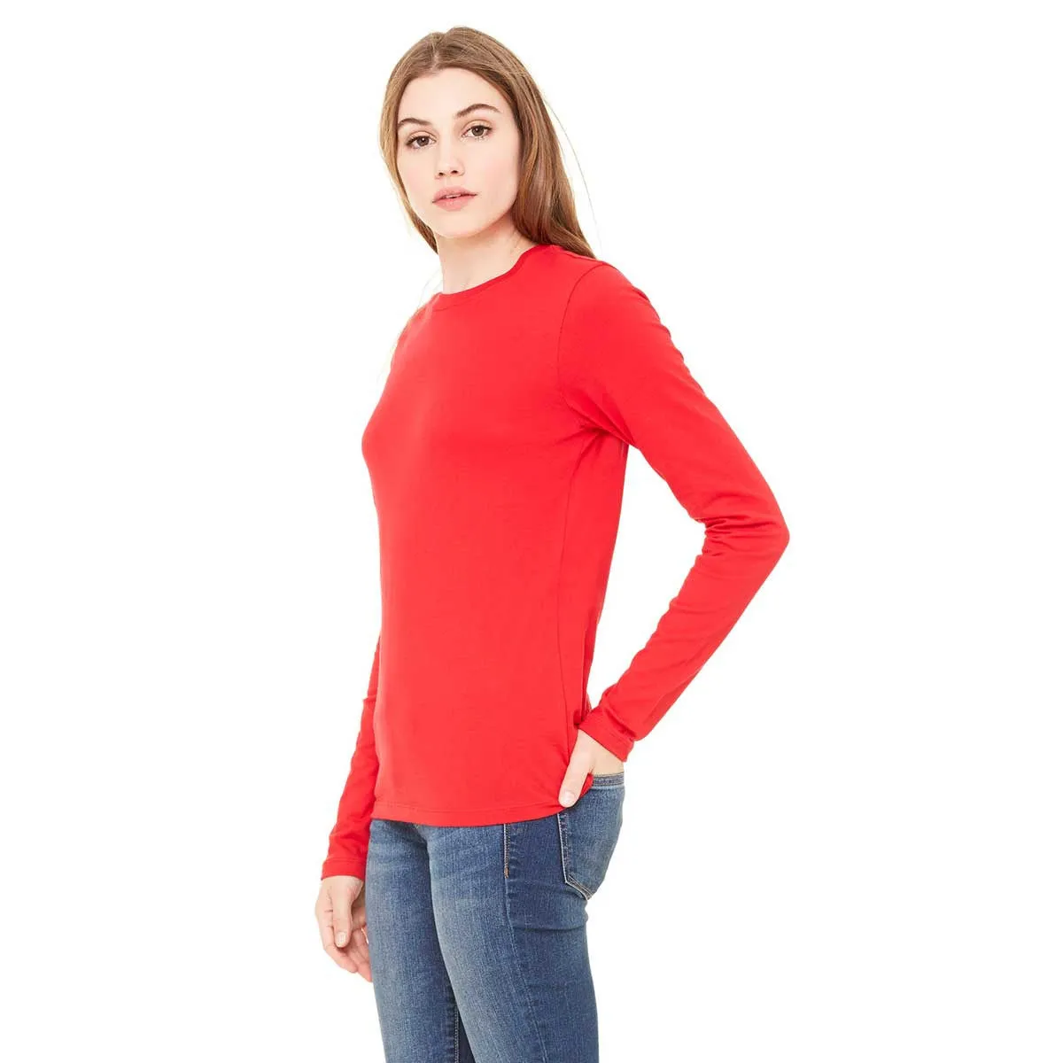 Bella   Canvas Women's Red Jersey Long-Sleeve T-Shirt