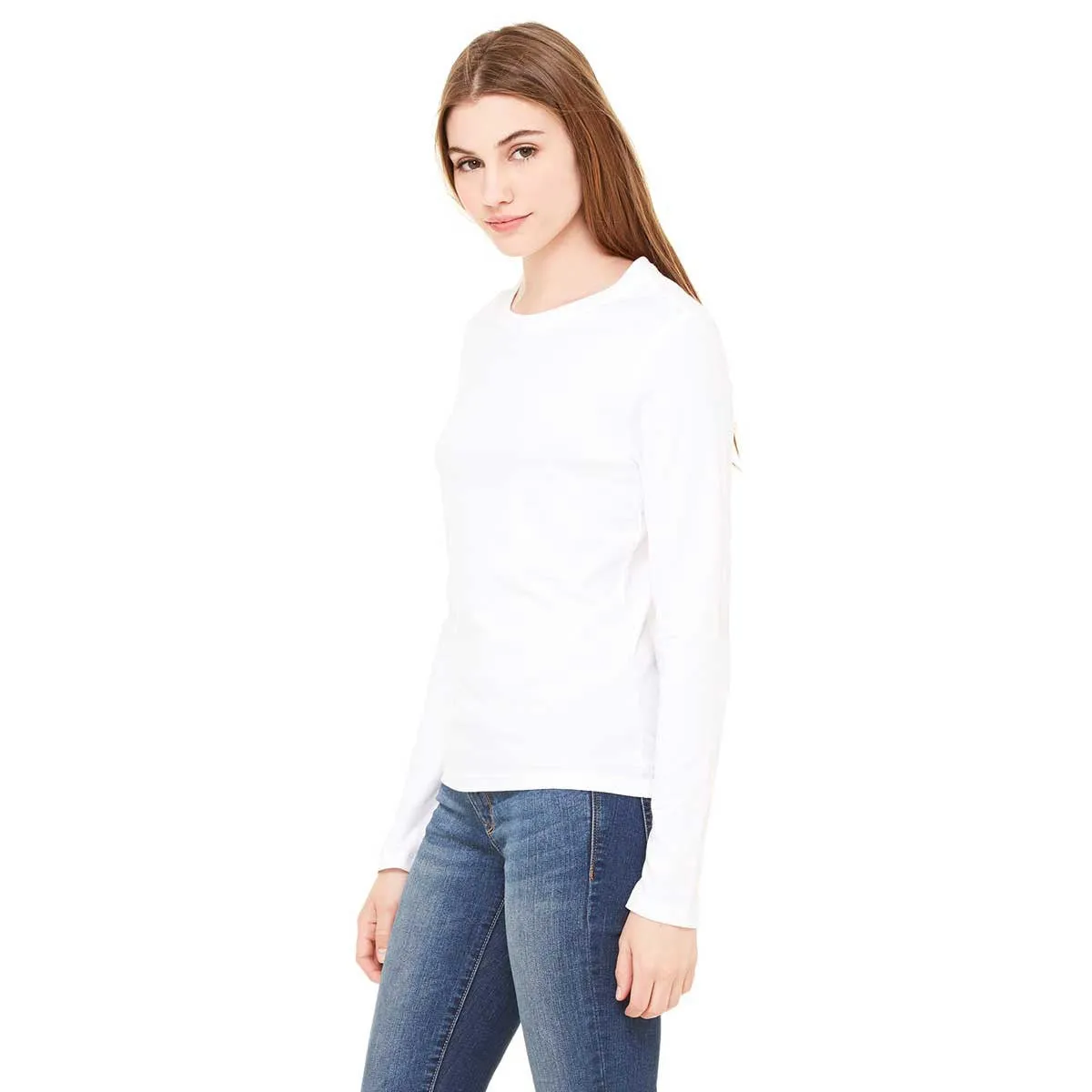 Bella   Canvas Women's White Jersey Long-Sleeve T-Shirt