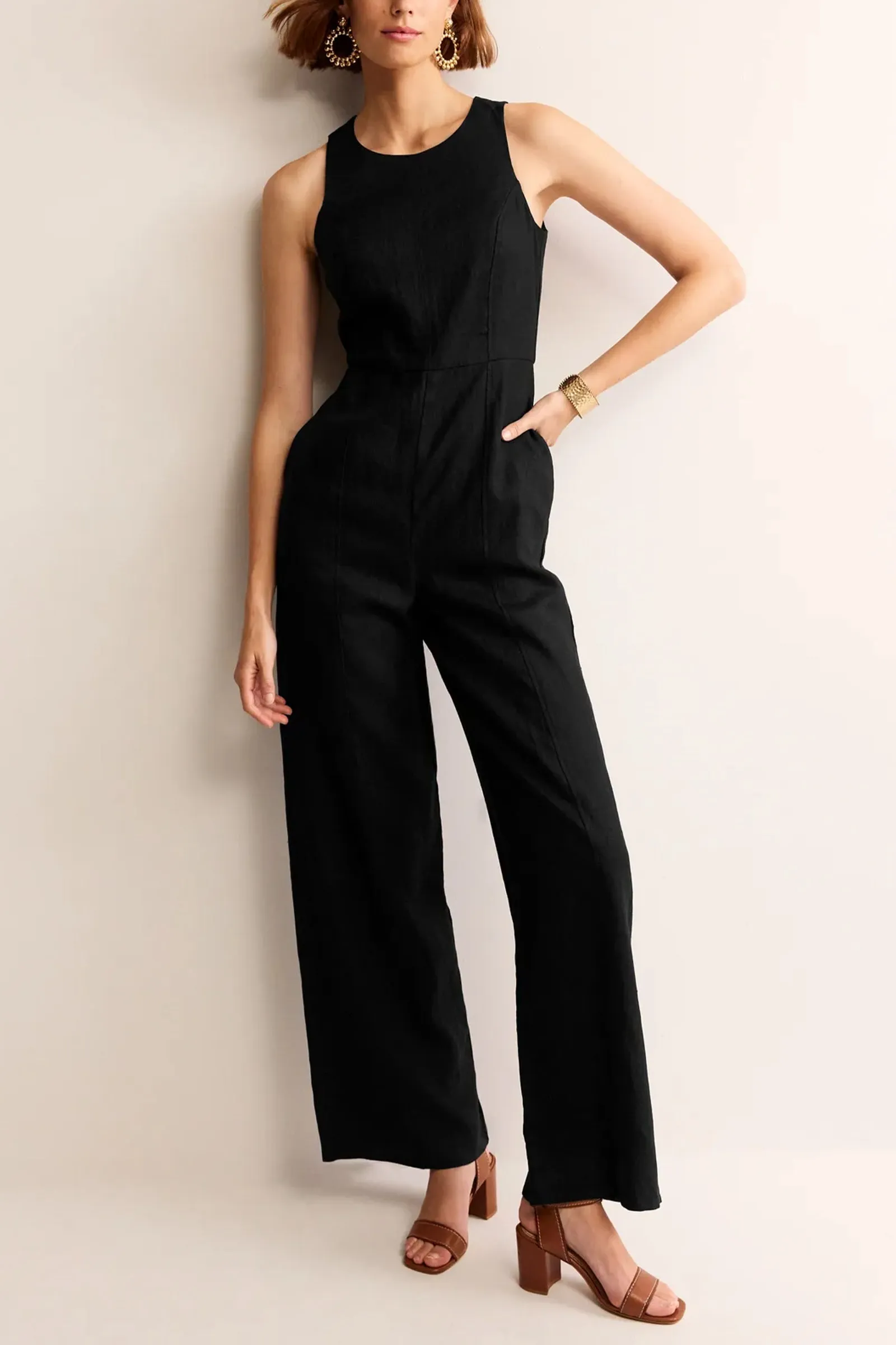 Black Carla Linen Jumpsuit