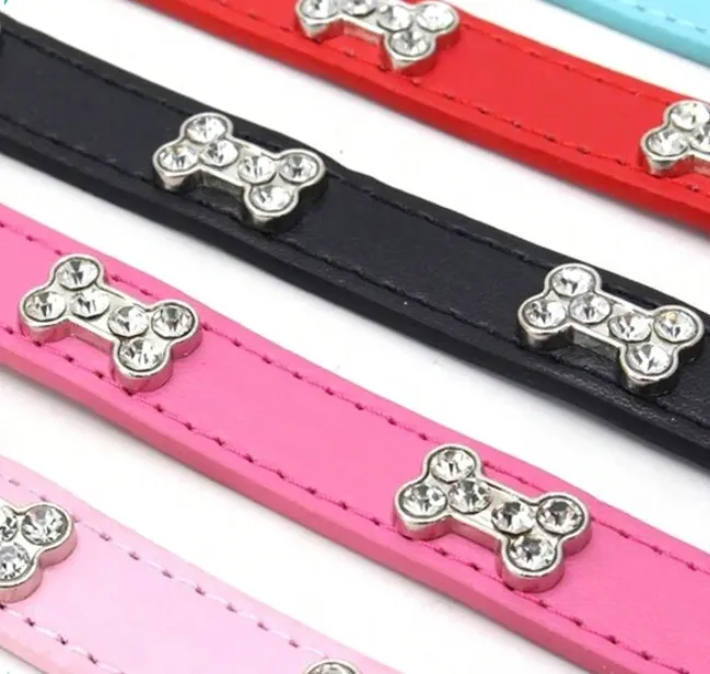 Black Crystal Bone Pet Dog Collar