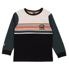 Black Noruk Boys Stripe Long Sleeve Tee - Select Size