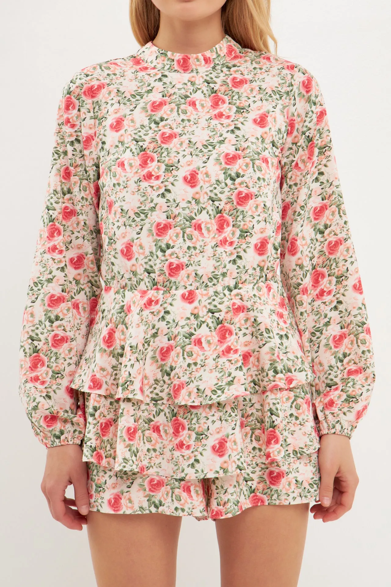 Blooming Roses Floral Open Back Romper