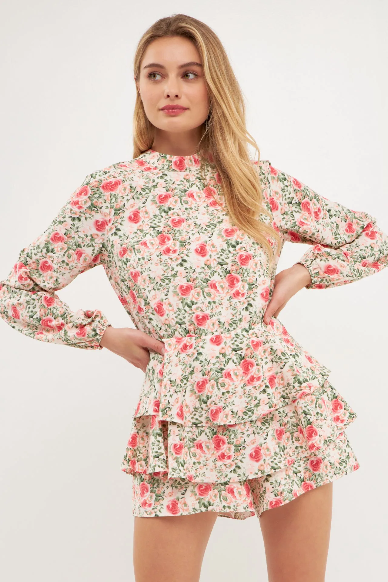 Blooming Roses Floral Open Back Romper