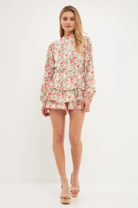 Blooming Roses Floral Open Back Romper