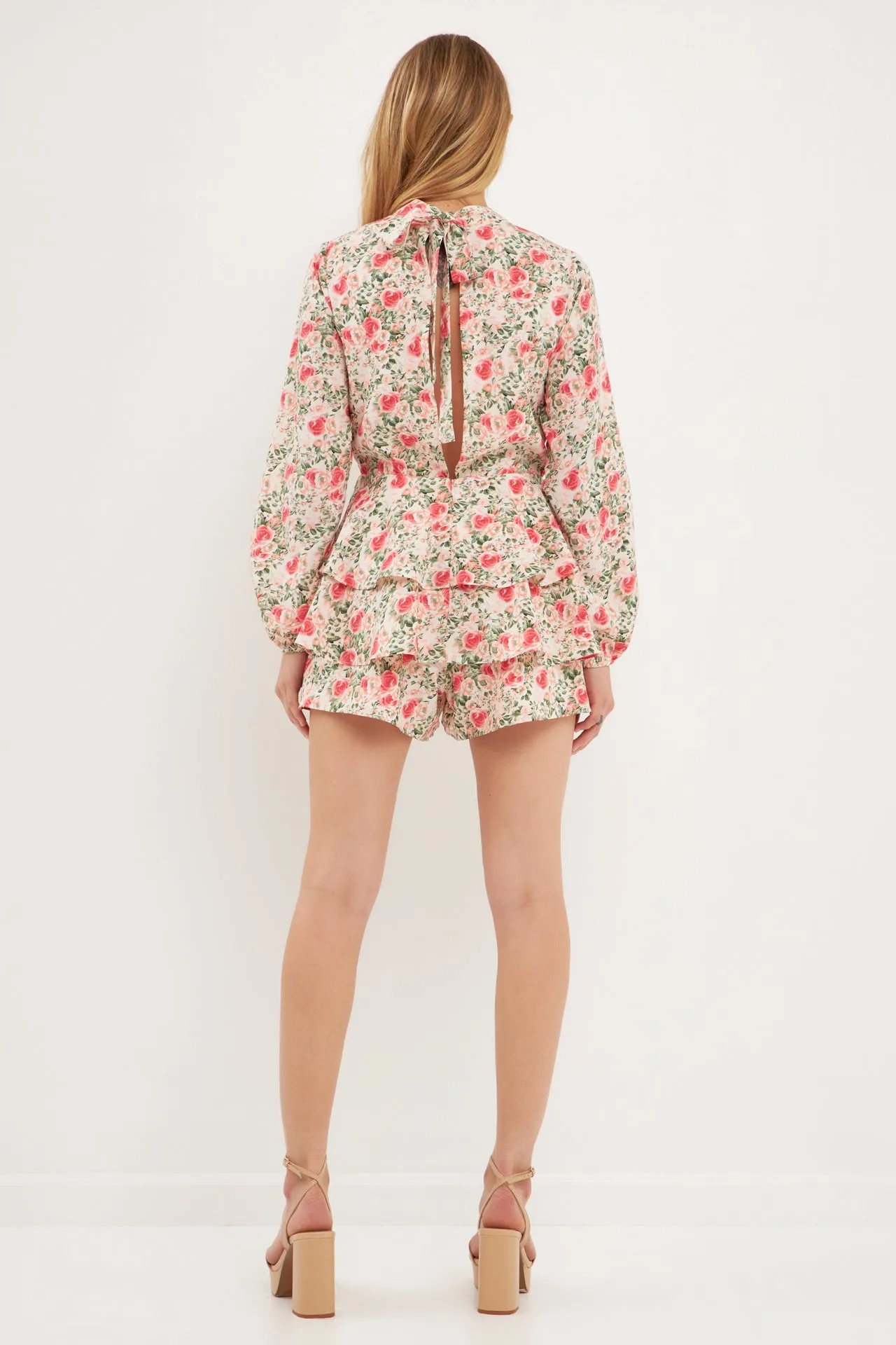 Blooming Roses Floral Open Back Romper