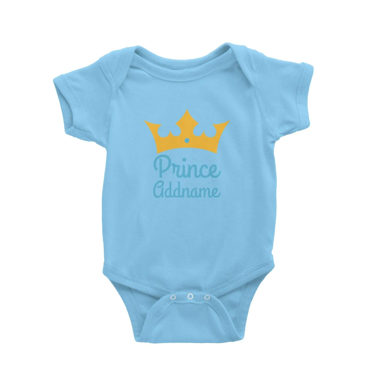 Blue Prince Addname with Crown Baby Romper