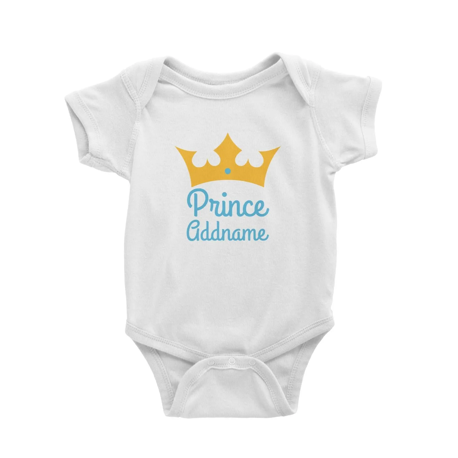 Blue Prince Addname with Crown Baby Romper