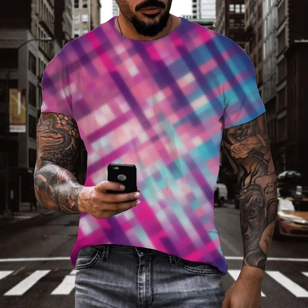 Blurred blue purple mosaic t shirt special texture Cool Casual art costume men different