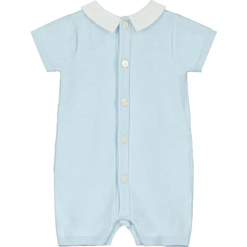 Boys Blue Knitted Diamond Romper