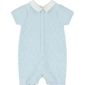 Boys Blue Knitted Diamond Romper