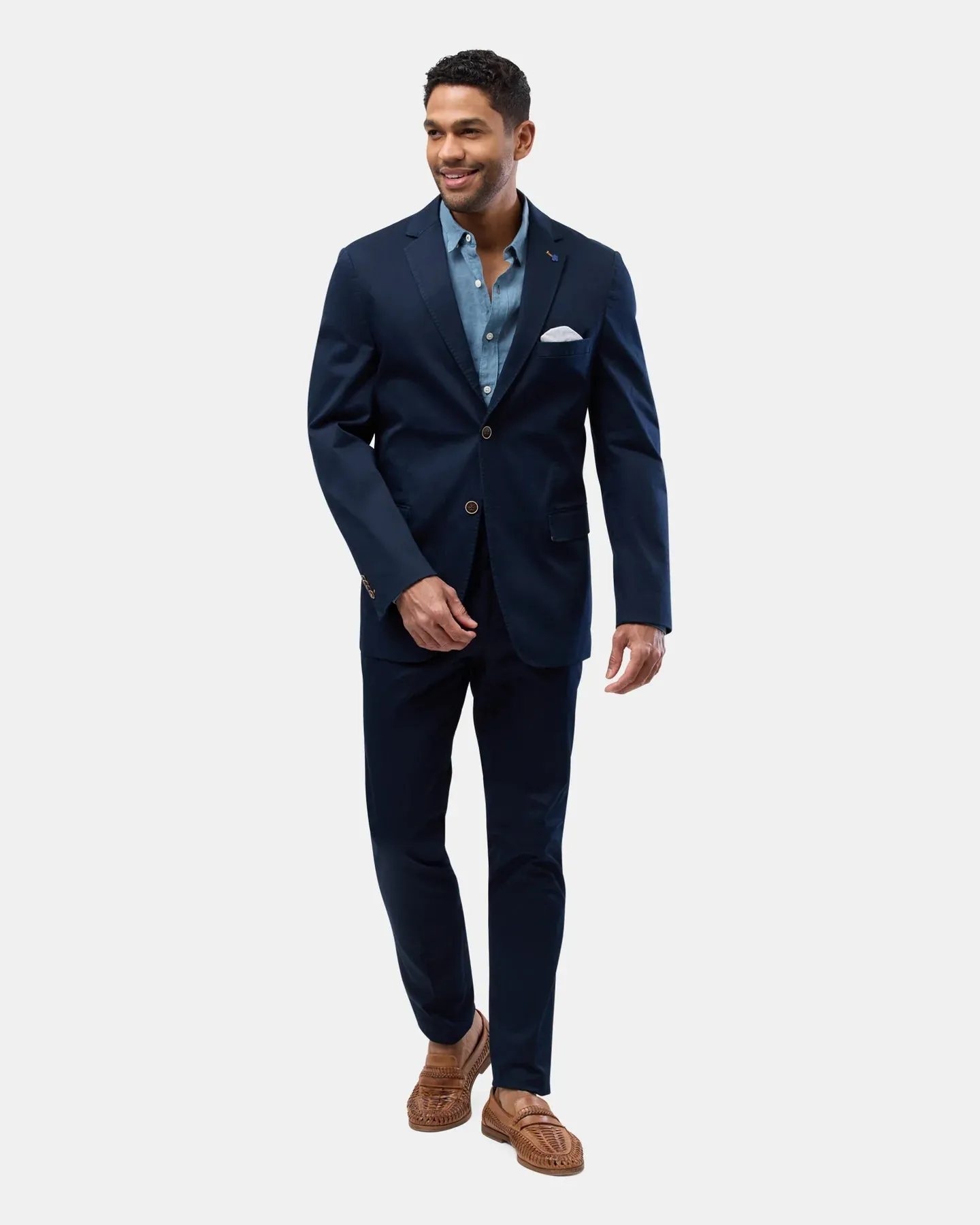 Brooksfield - Navy Unstructured Comfort Cotton Twill Blazer