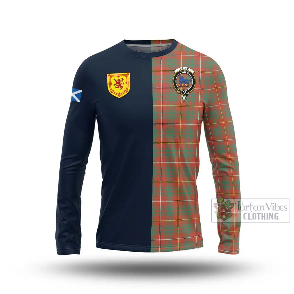 Bruce Ancient Tartan Long Sleeve T-Shirt Alba with Scottish Lion Royal Arm Half Style