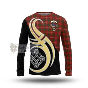 Bruce Tartan Long Sleeve T-Shirt with Family Crest and Celtic Symbol Style