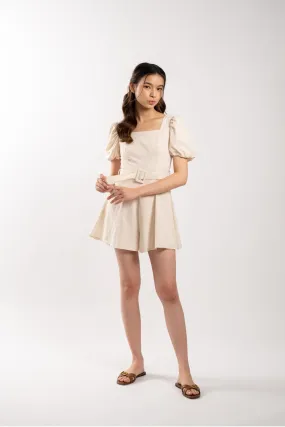 Cade Puff Sleeve Romper (Cream)