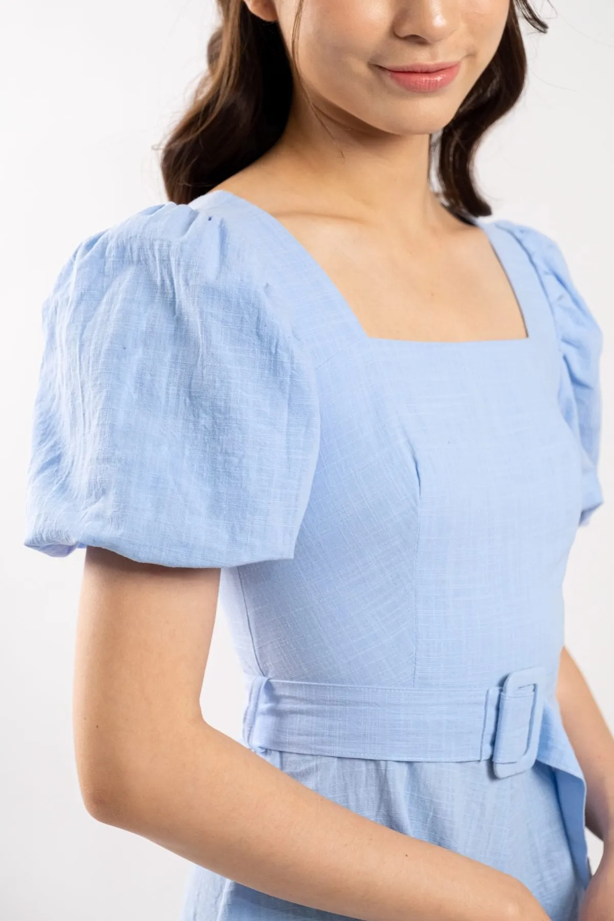 Cade Puff Sleeve Romper (Periwinkle Blue)