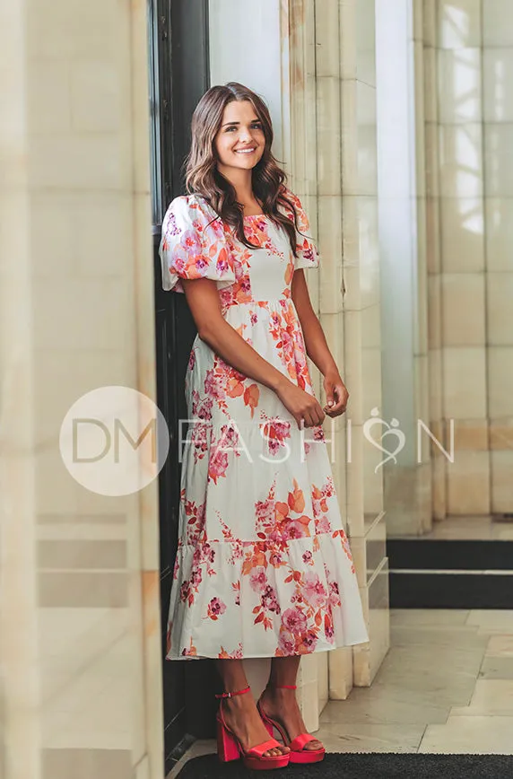 Cassidy Hot Pink Floral Dress - DM Exclusive - Maternity Friendly