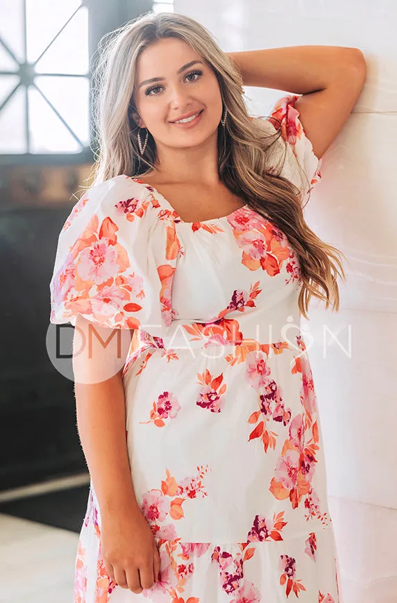 Cassidy Hot Pink Floral Dress - DM Exclusive - Maternity Friendly