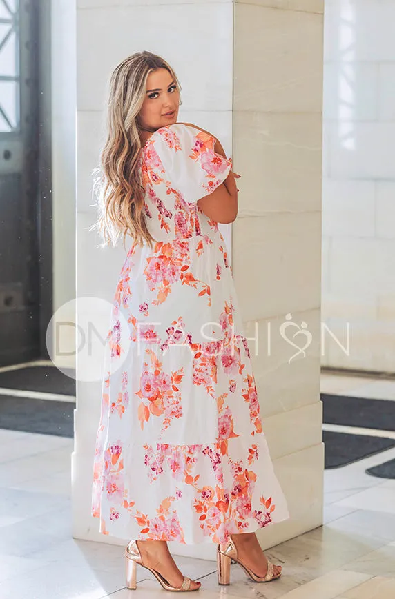 Cassidy Hot Pink Floral Dress - DM Exclusive - Maternity Friendly