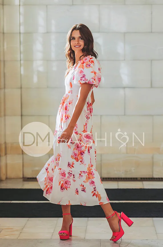 Cassidy Hot Pink Floral Dress - DM Exclusive - Maternity Friendly