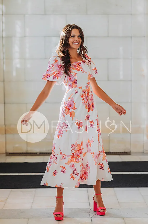 Cassidy Hot Pink Floral Dress - DM Exclusive - Maternity Friendly