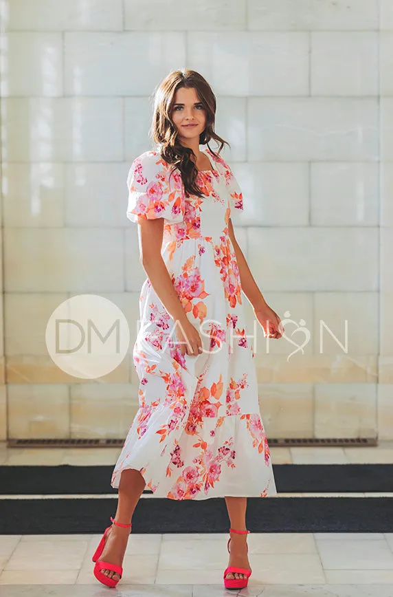 Cassidy Hot Pink Floral Dress - DM Exclusive - Maternity Friendly