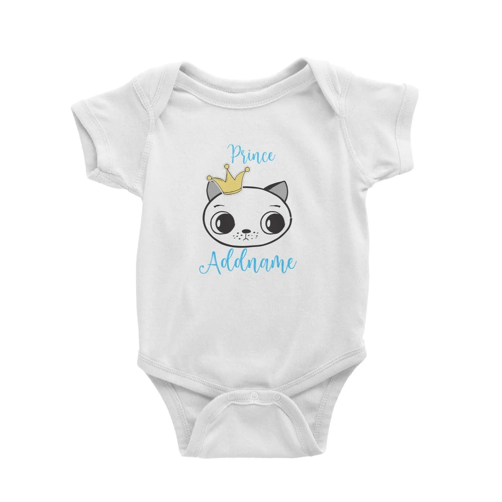 Cat Prince Addname with Crown Baby Romper