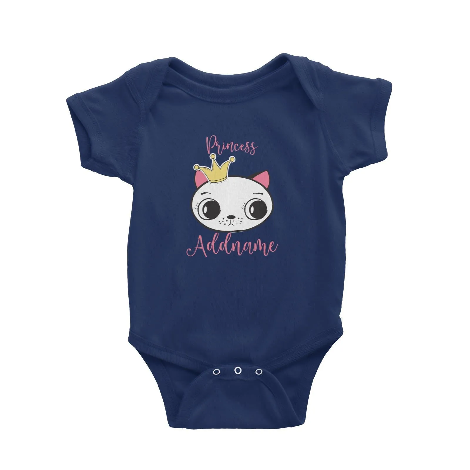 Cat Princess Addname with Tiara Baby Romper