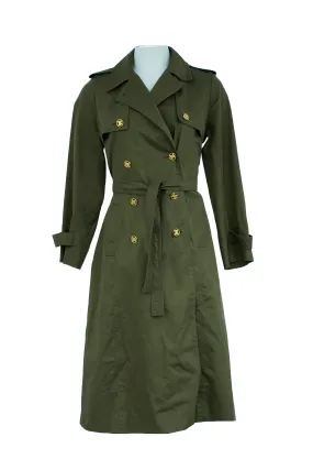 Celine Gold Button Trench Coat Green ASL6553