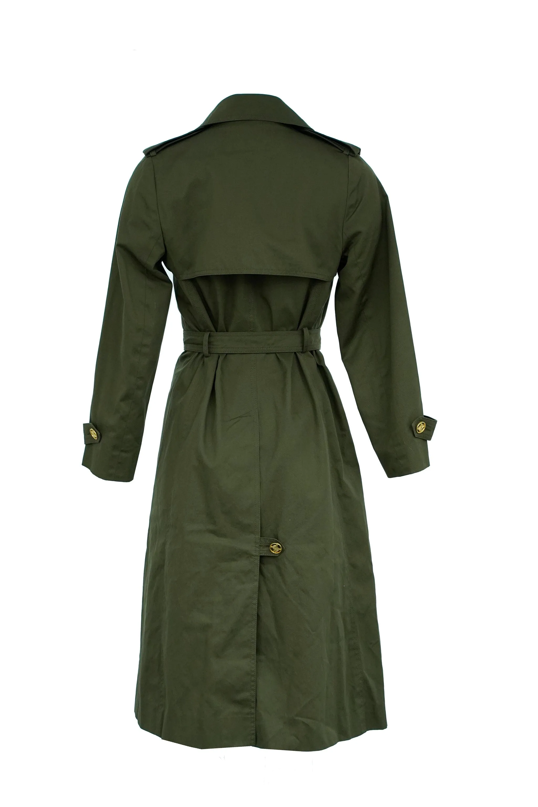 Celine Gold Button Trench Coat Green ASL6553