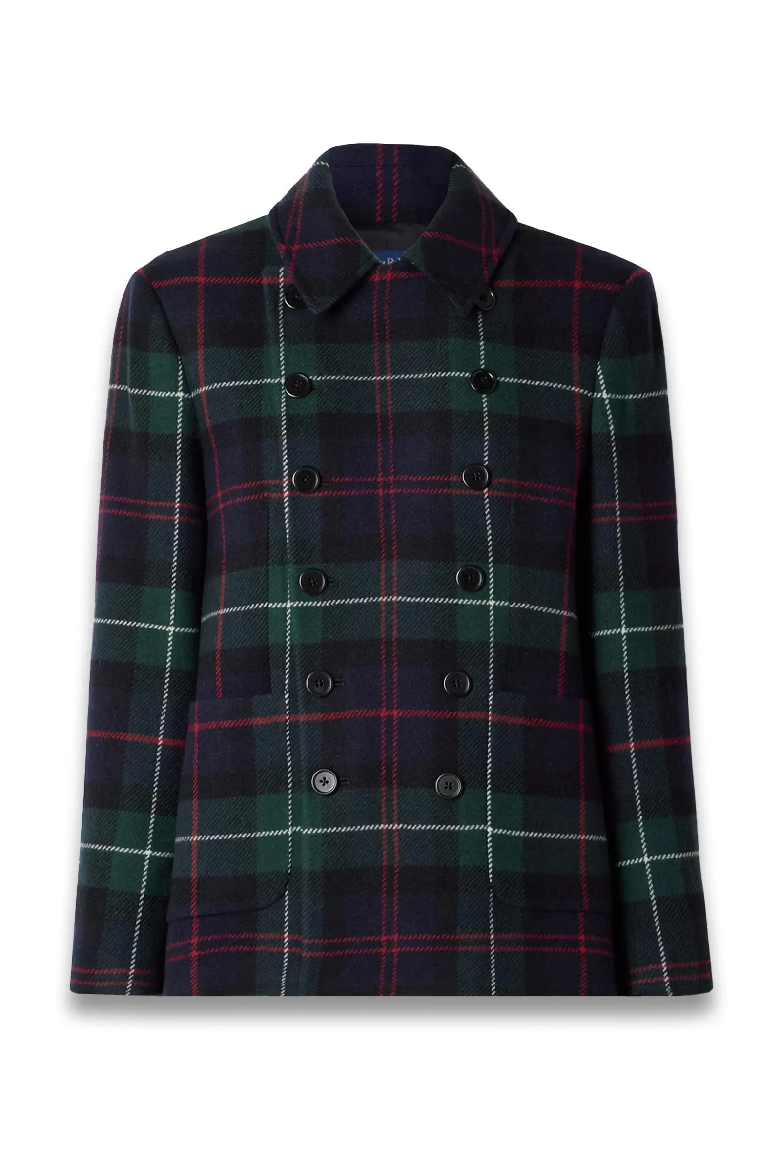 Checked double-breasted wool-blend flannel blazer