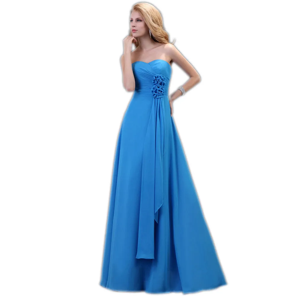 Chiffon  strapless corset bridesmaid dress At Bling Brides Bouquet - Online Bridal Store