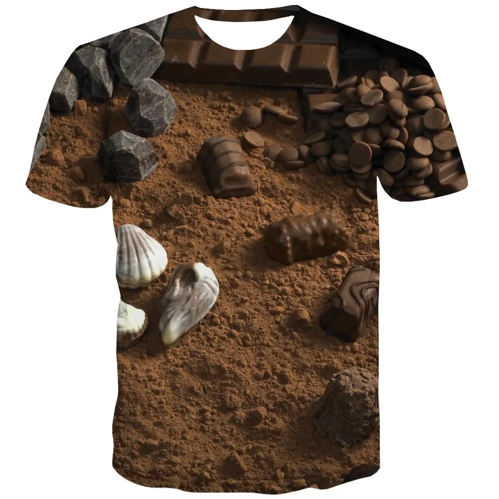 Chocolate T-shirt Men Brown T shirts Funny Delicious Tshirts Cool Bitter T-shirts 3d