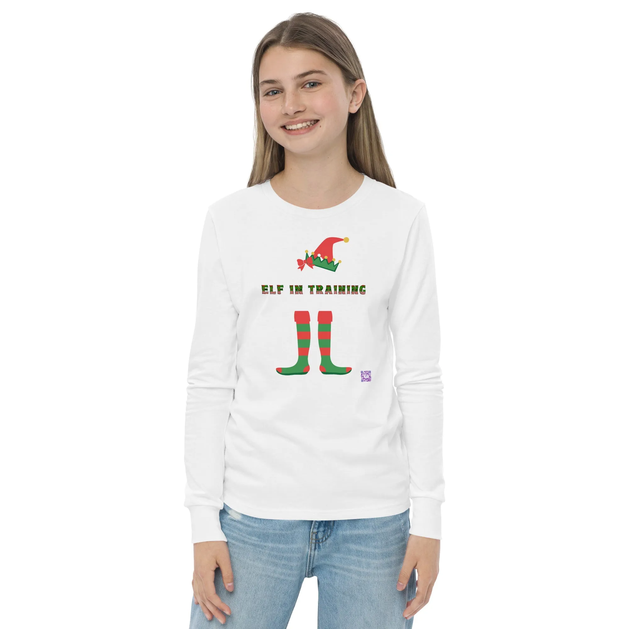 Christmas Elf in Training Youth Long Sleeve T-Shirt, Holiday Elf Costume Long Sleeve Tee, Festive Elf Long Sleeve Shirt, Funny Christmas Long Sleeve Shirt, Cute Elf Graphic Youth long sleeve tee