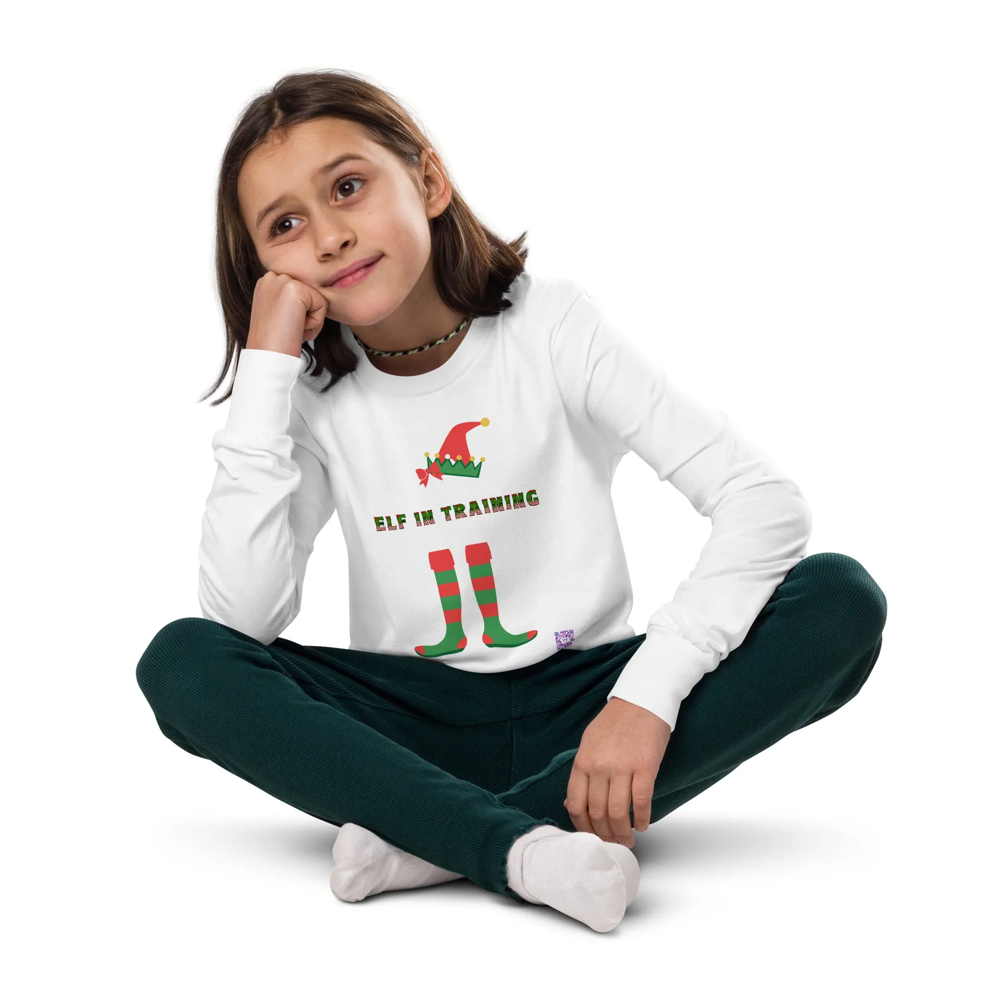 Christmas Elf in Training Youth Long Sleeve T-Shirt, Holiday Elf Costume Long Sleeve Tee, Festive Elf Long Sleeve Shirt, Funny Christmas Long Sleeve Shirt, Cute Elf Graphic Youth long sleeve tee