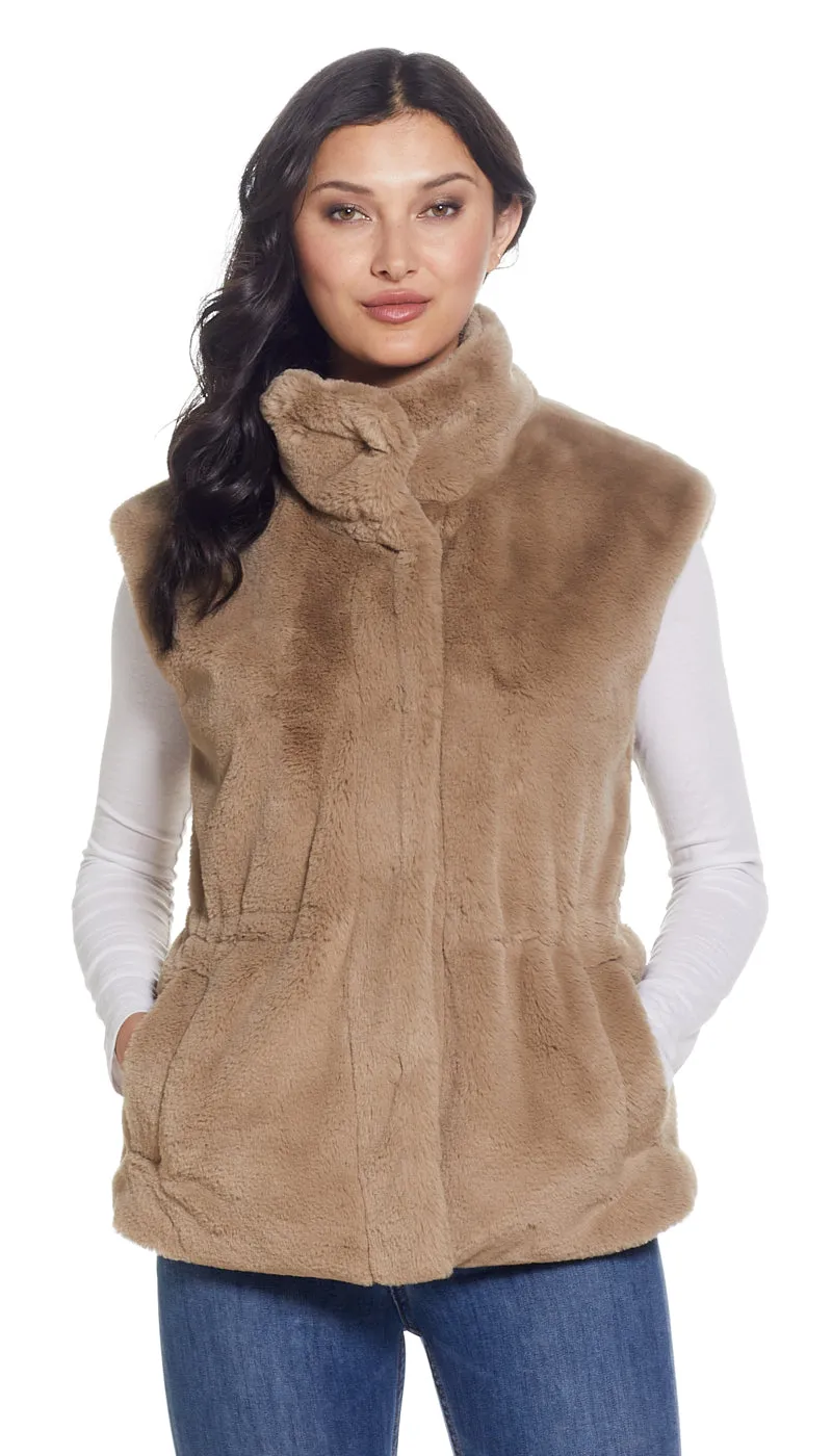 CINCHED FAUX FUR VEST