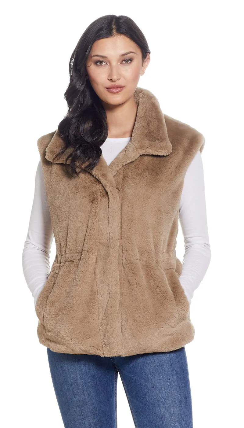 CINCHED FAUX FUR VEST