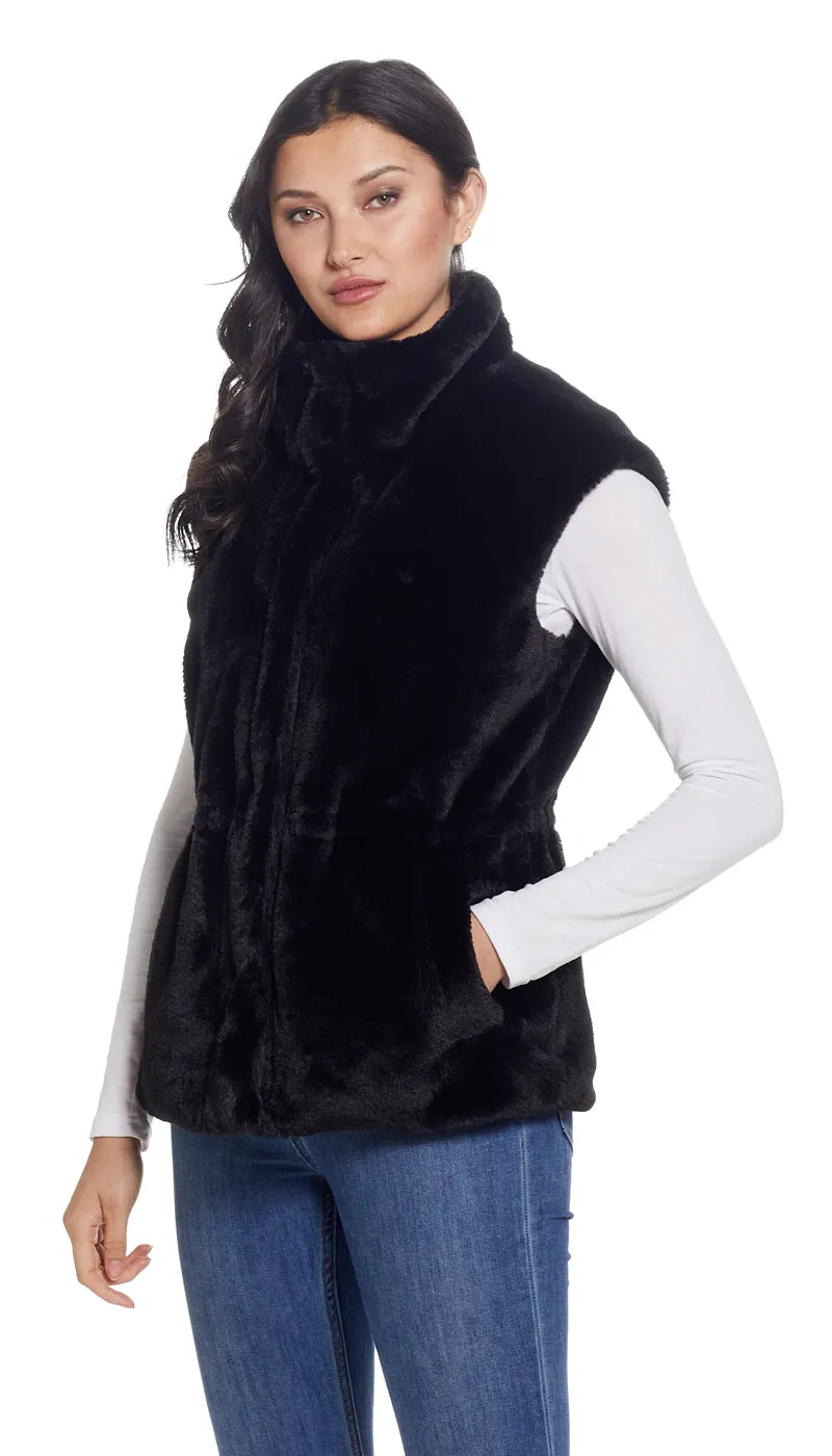 CINCHED FAUX FUR VEST