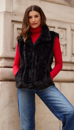 CINCHED FAUX FUR VEST