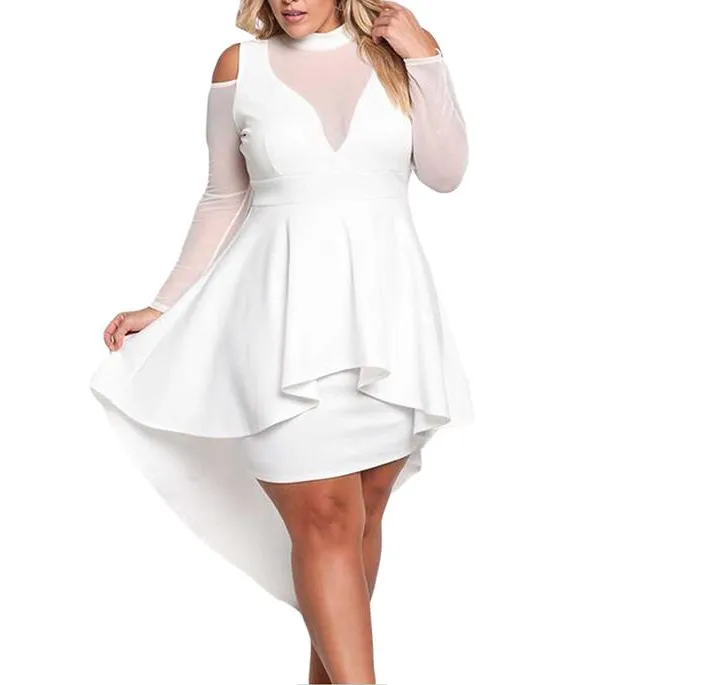 Cold shoulder party dress  with high low hem