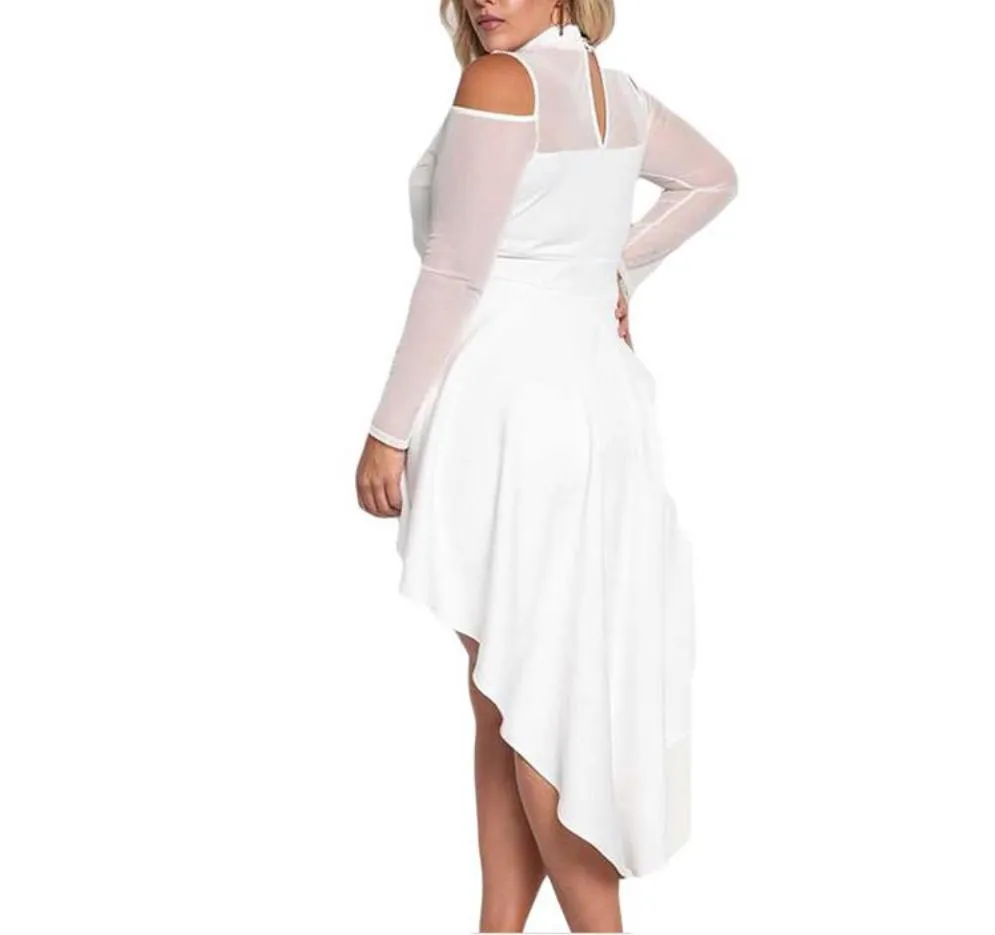 Cold shoulder party dress  with high low hem