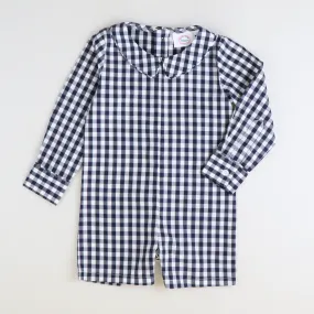 Collared Boy Romper - Navy Check