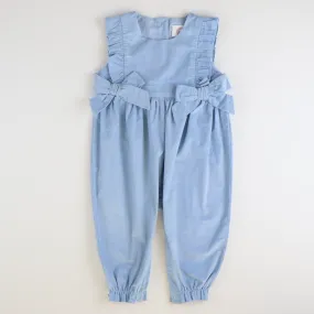 Corduroy Girl Long Romper - Light Blue