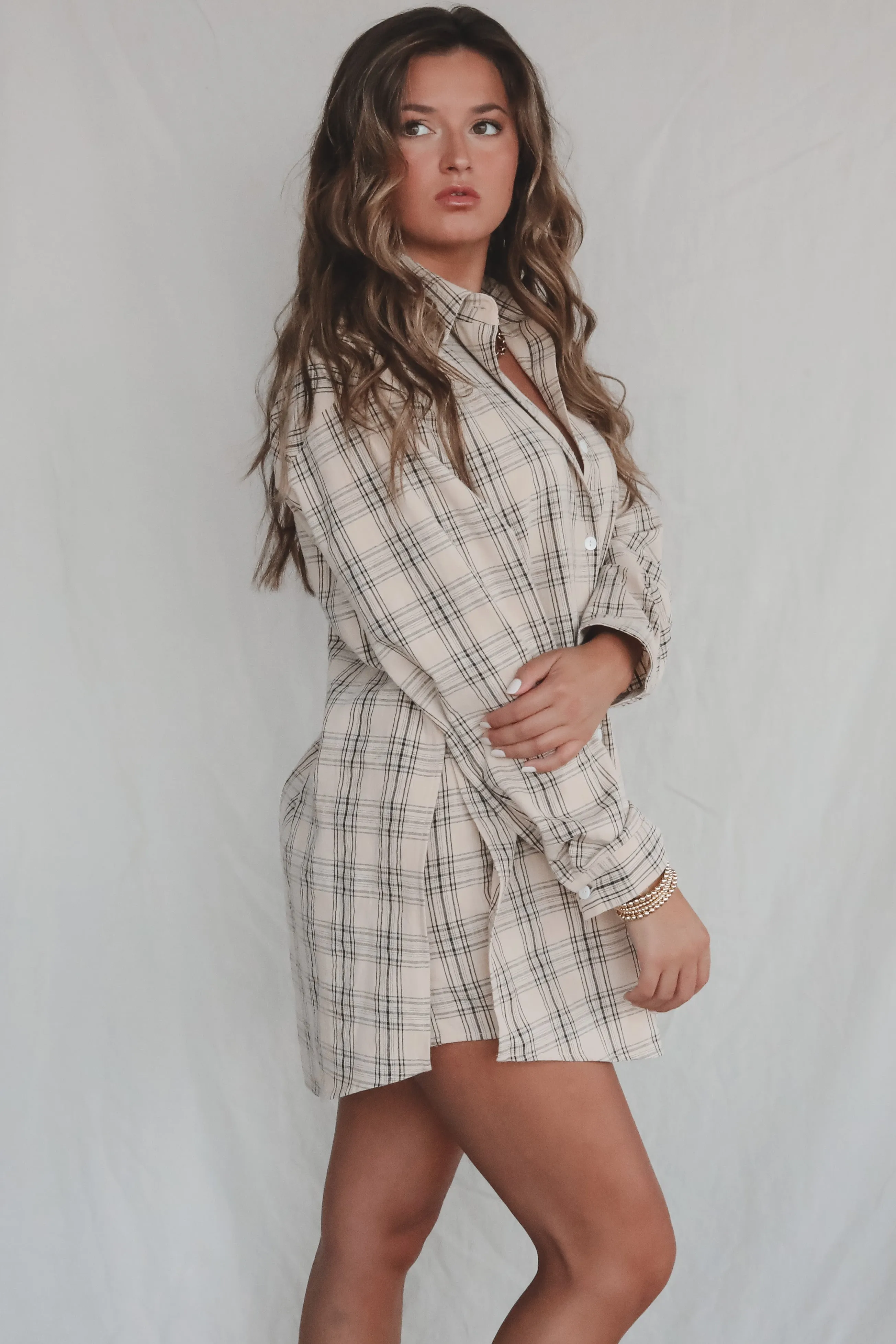 Cute Girl Cute Oversized Vanilla Mocha Flannel Romper