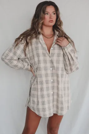 Cute Girl Cute Oversized Vanilla Mocha Flannel Romper