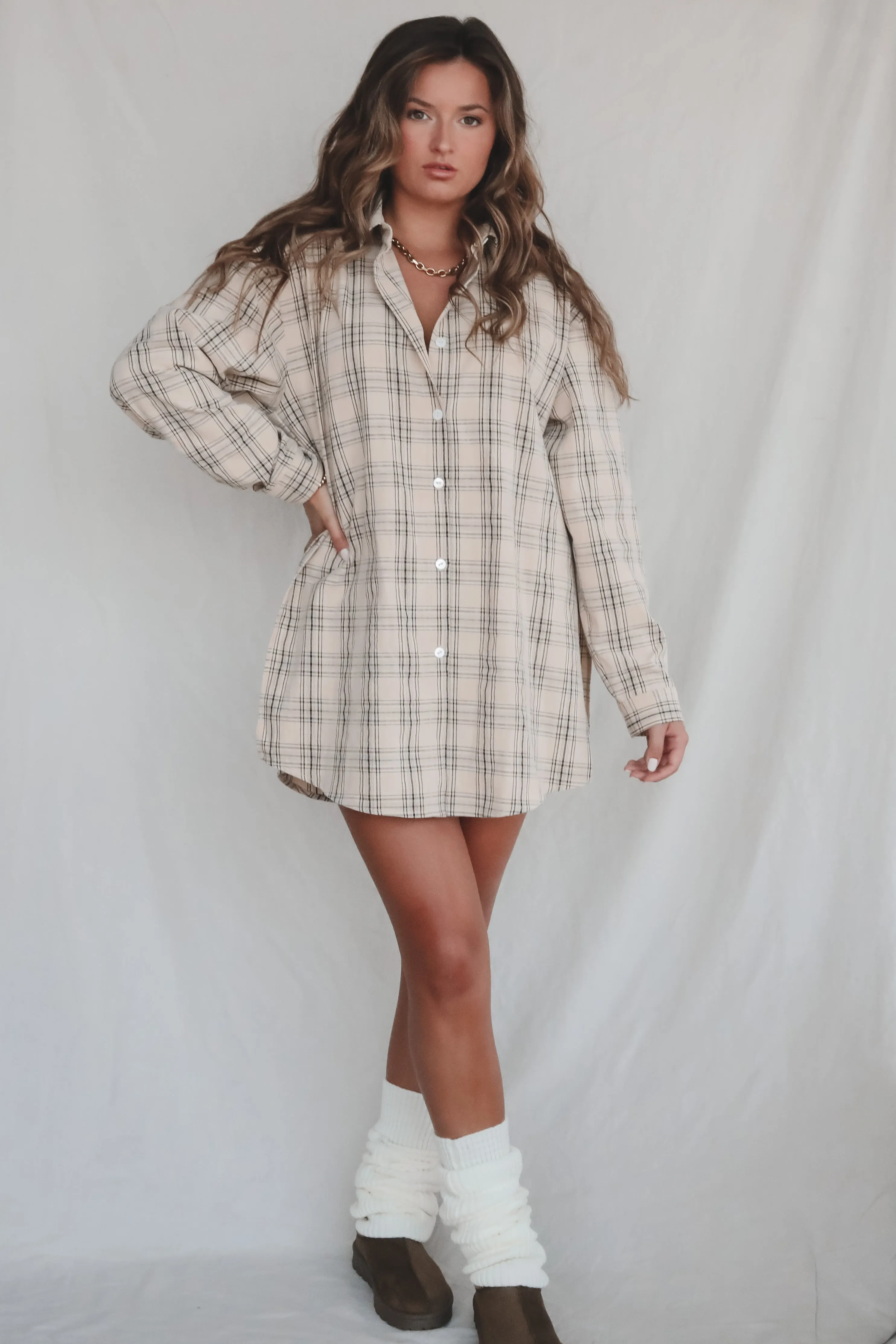 Cute Girl Cute Oversized Vanilla Mocha Flannel Romper